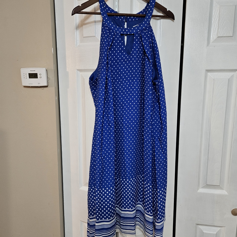 Avenue Blue and White Polka Dot Midi Dress